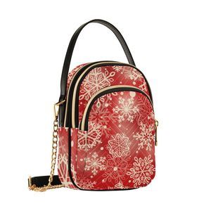 Christmas Cell Phone Purse Gold Snowflake Crossbody Handbag Durable Shoulder V